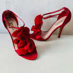 Glint Satin Rosette Red Pumps/Sandals Size 7