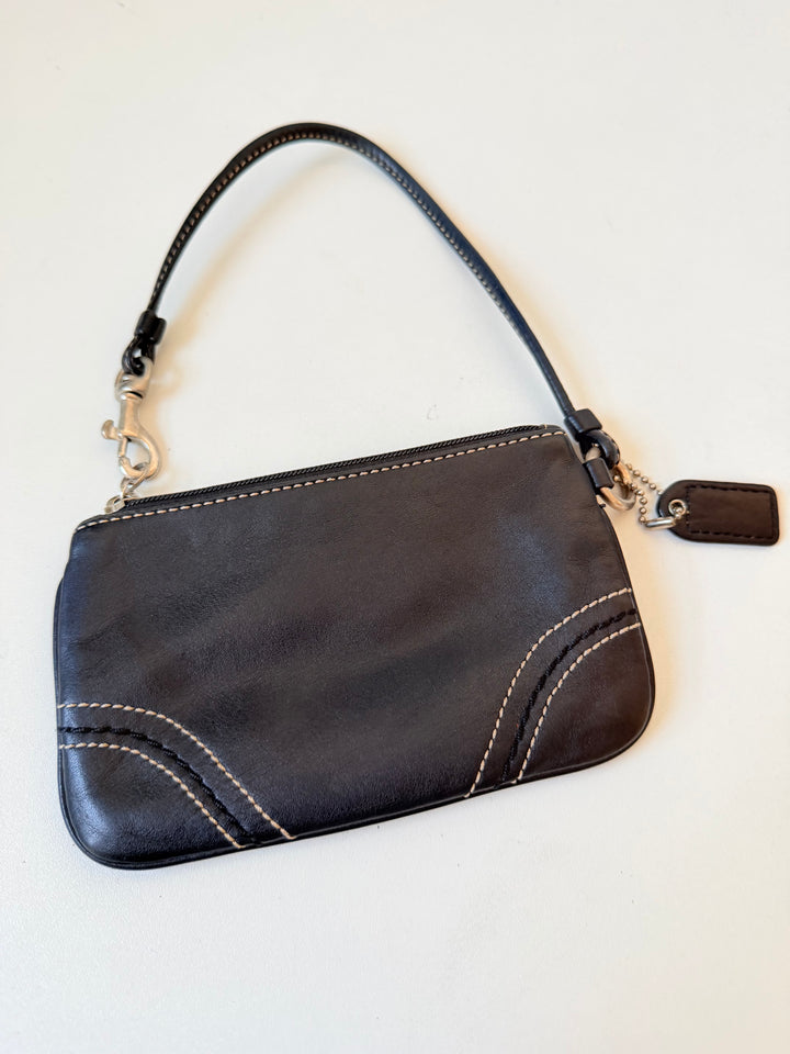 Coach Small Black Leather Wristlet
