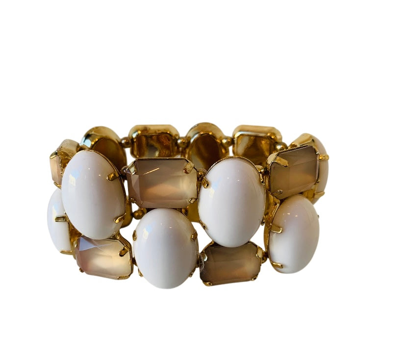 White and Champagne Stretch Bracelet
