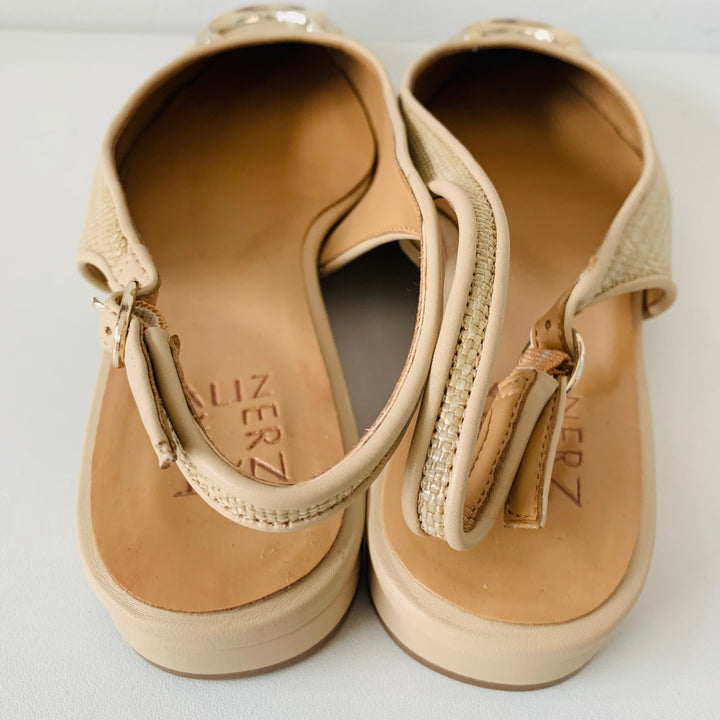 Naturalizer Woven Tan Flat Slingback Size 10 New