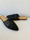 Matisse Genevieve XOXO Black Leather Woven Mules Size 8