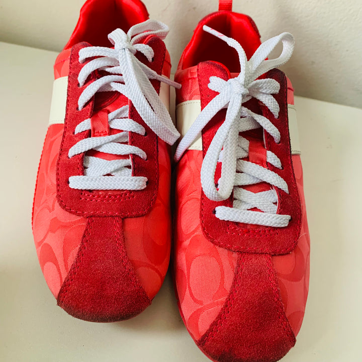 Coach Hadley Pink Lace Up CC Logo Sneakers Size 6.5