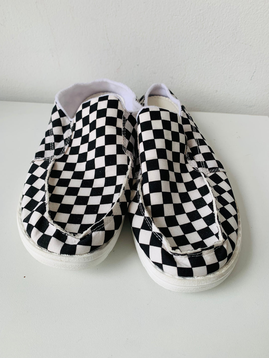 Checkered Black and White Slip Ons Size 41 New