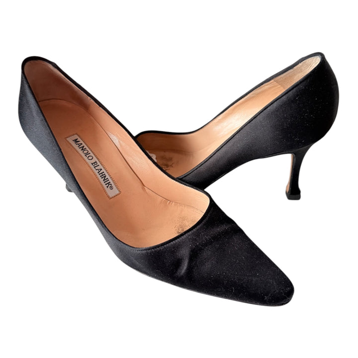 Manolo Blahnik Black Satin Pumps Size 36.5