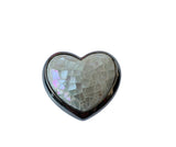 Crackled White Heart Pin/Brooch in Silver Tone