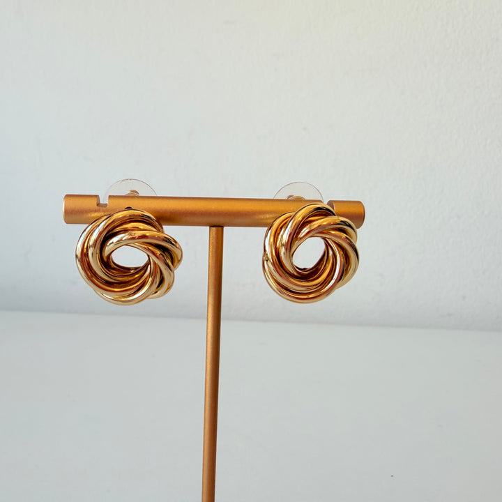 Retro Goldtone Knot Pierced Earrings