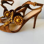 Veronica Beard Amber Hazelwood Suede Stud Embellished Heeled Sandals Size 10