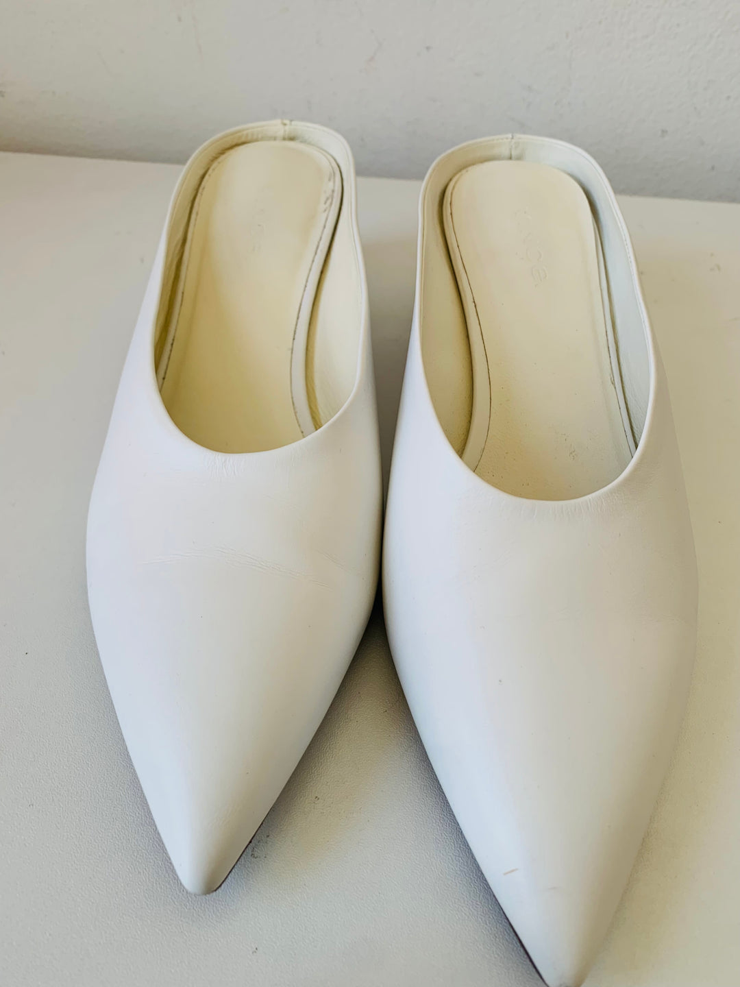 Vince Ralston Horchata White Leather Heeled Mules Size 7