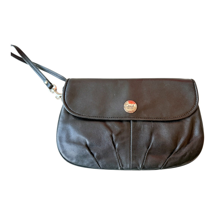 Coach Black Leather vintage Pleated Clutch/Wristlet