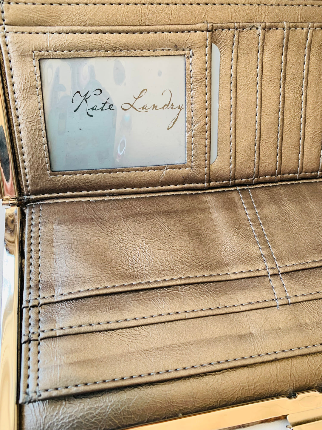 Kate Landry Clutch/Wallet in Brown & Cream Snake Like Print