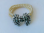 Ben -Amun Art Deco Style Pearl Bracelet With Rounded Swirl Crystal Clusters