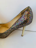 Enzo Angionlini Peep Toe Multicolor Sparkle Glitter Evening Pumps Size 8.5