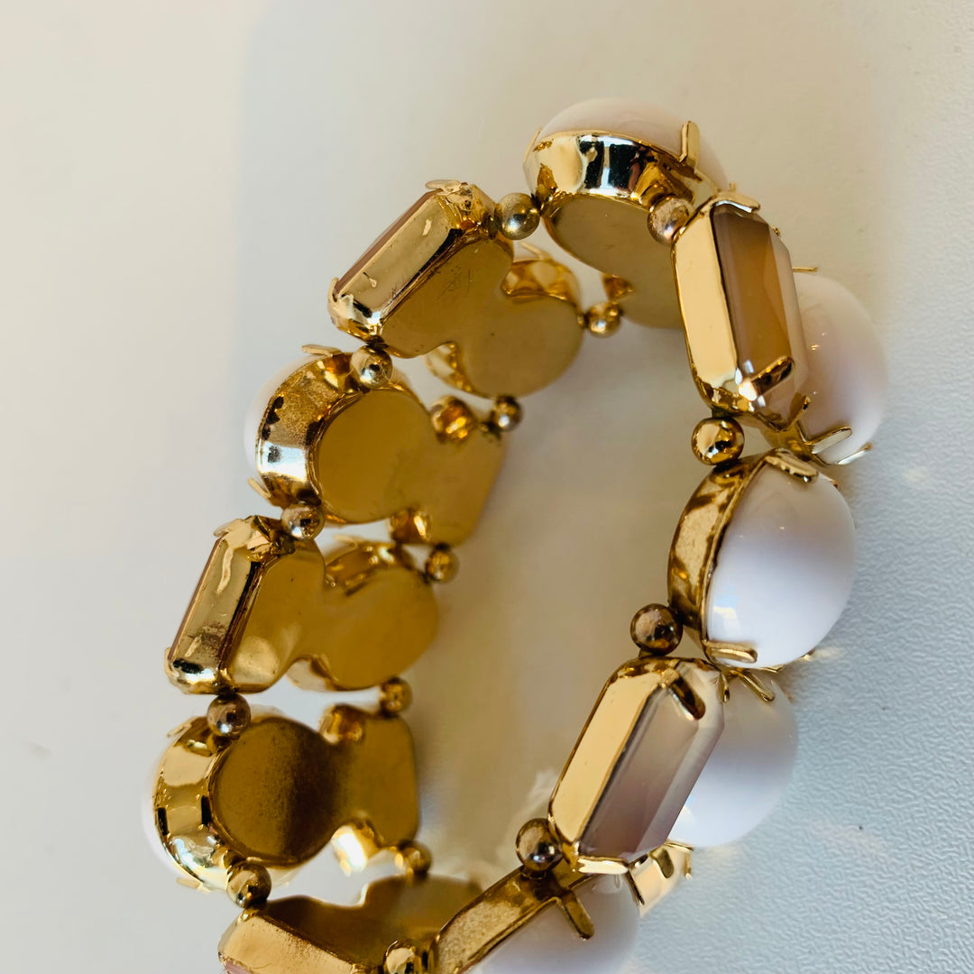 White and Champagne Stretch Bracelet