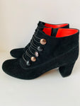 Pas De Rouge Black Suede Button Detail Granny Boots Size 37