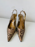 AK Anne Klein Leather Leopard Print Slingback Pumps Size 8.5