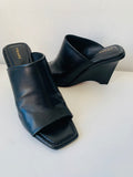 Frame Black Leather Wedge Slide/Mules Size 40