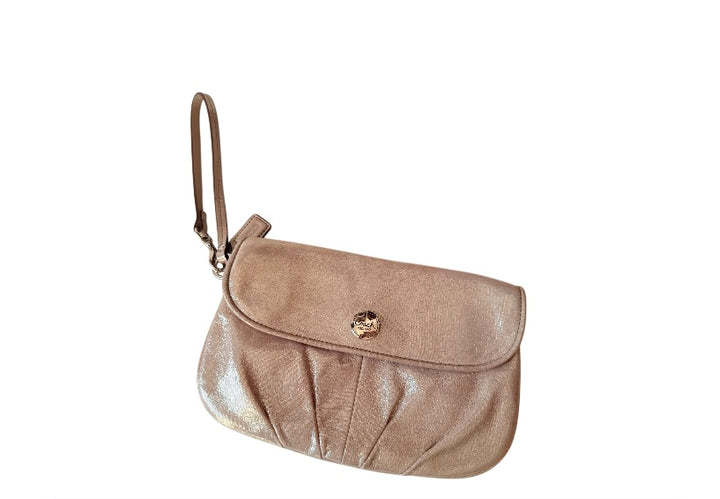 Coach Champaign Leather Metallic Wristlet
