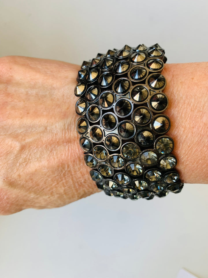 Pewter Rhinestone Stretch Bracelet