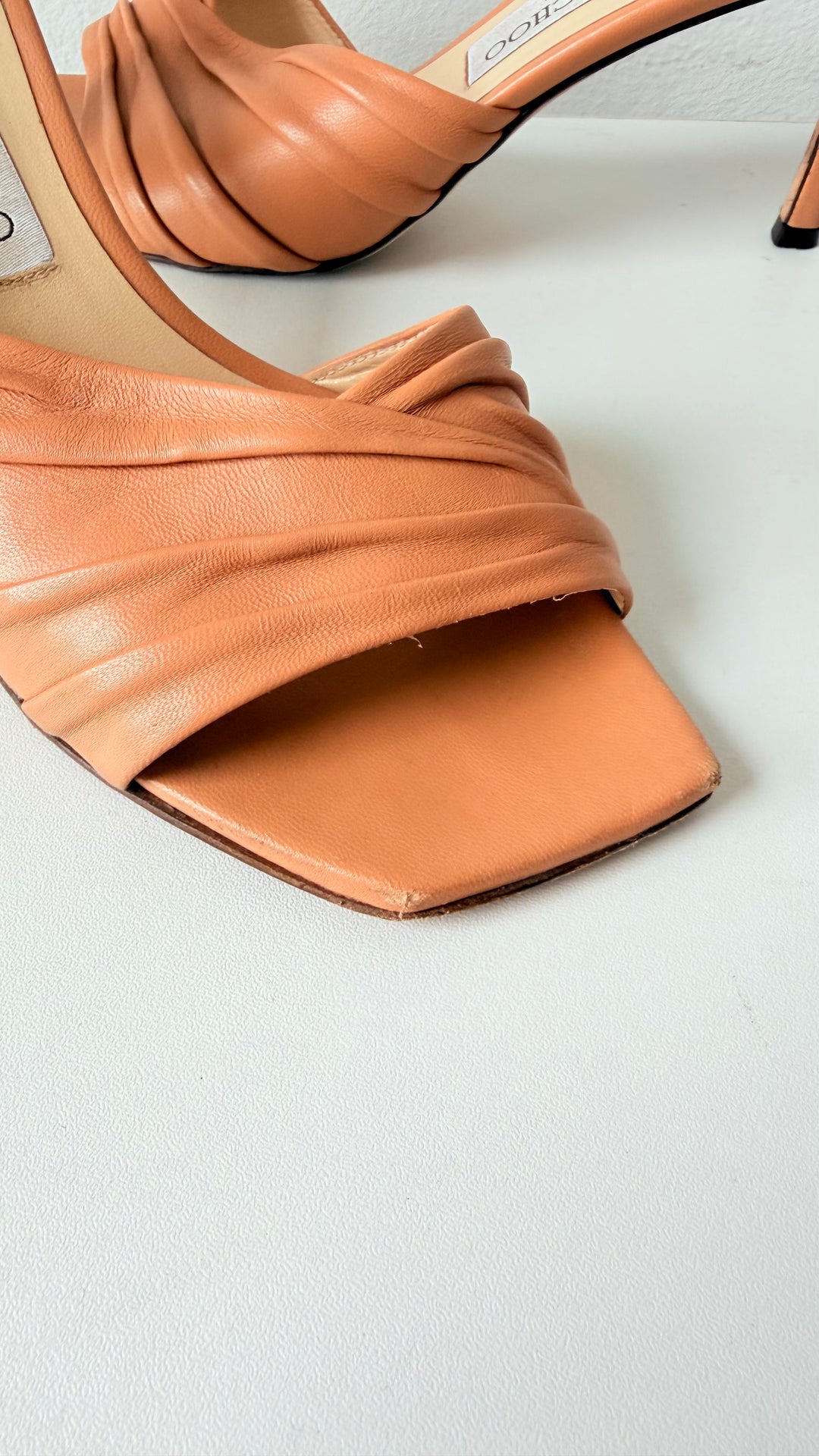 Jimmy Choo Basil 75 In Carmel  Leather Mules Size 38