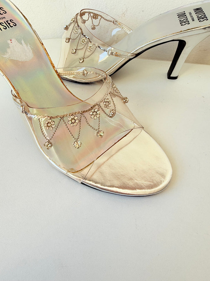 Mootsie Tootsie Moadrey Clear Slip on Heeled Mules Size 10