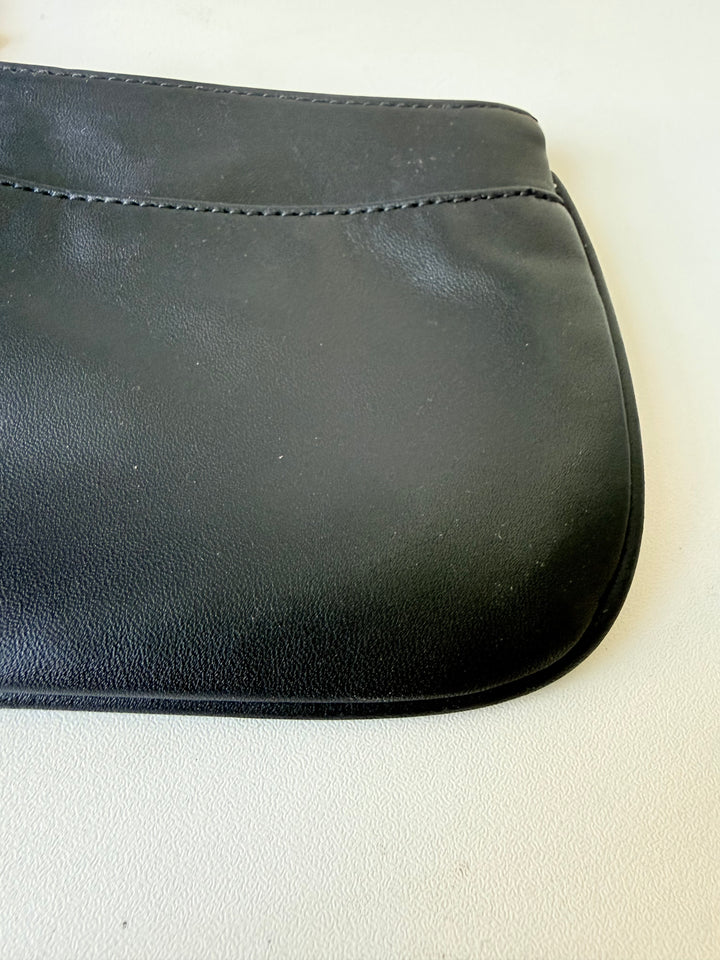 Coach Smooth Black Leather Mini Wristlet
