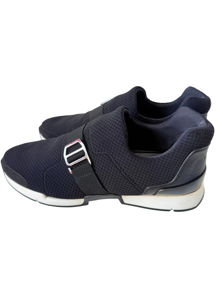 Hermes Black Run Cloth Neoprene Sneakers Size 38
