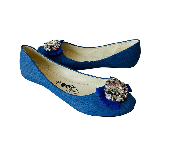 GC Shoes Royal Blue Rhinestone Ballet Flats Size 10
