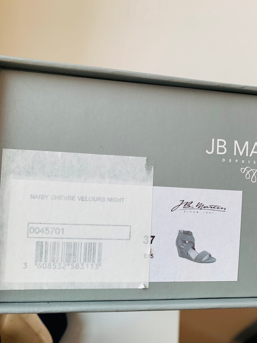 J.B. Martin Naisy Chevre Velours Night Blue Suede Sandals Size 37