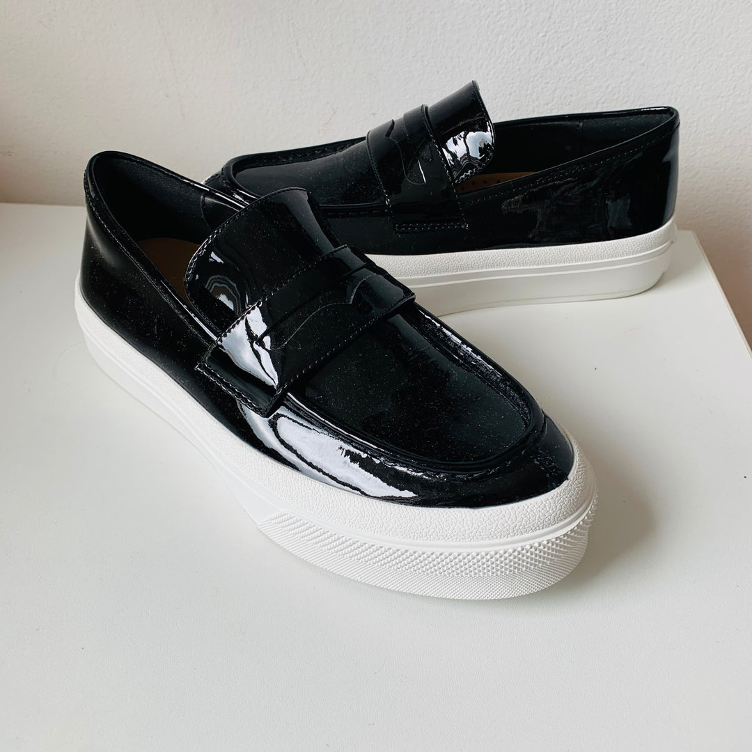 J/Slides GiGi Black Patent Leather Slip Ons Size 7 New in box
