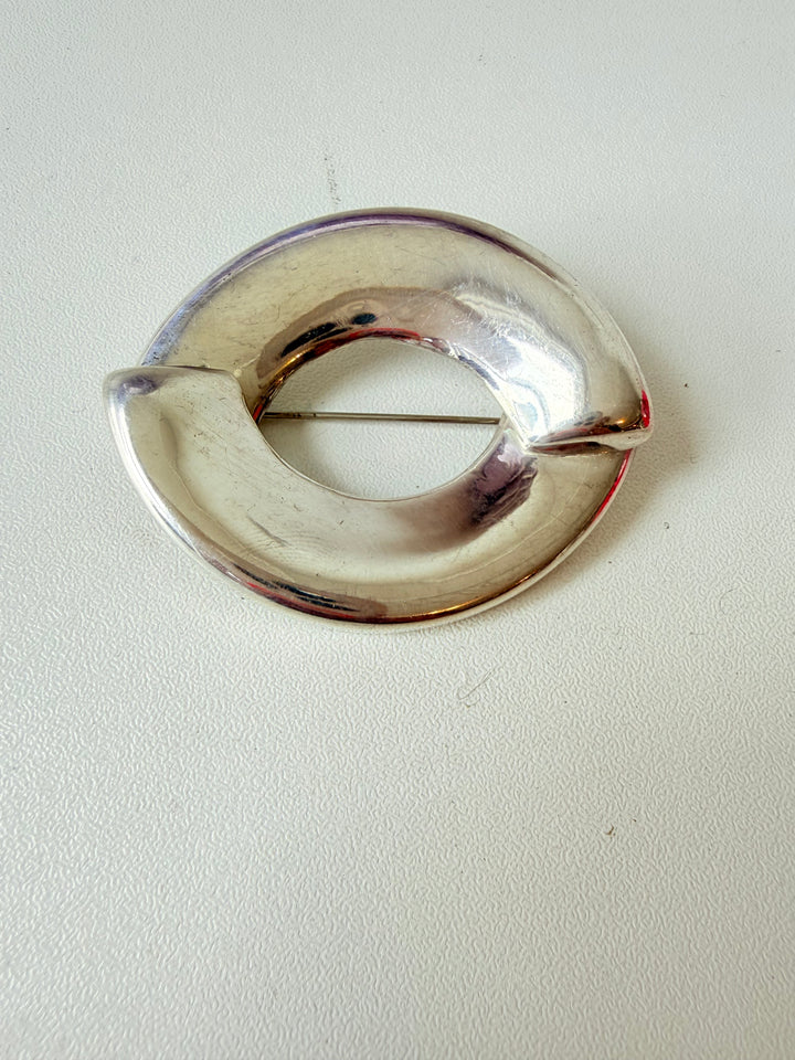 Vintage Sterling 925 Polished Mexico Abstract Hollow Puffy Brooch 20G