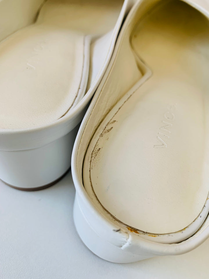 Vince Ralston Horchata White Leather Heeled Mules Size 7