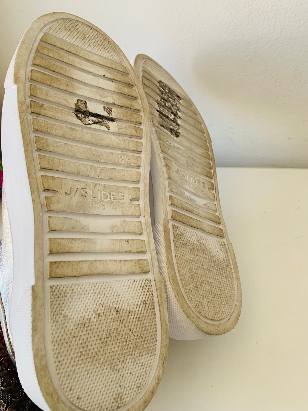 J/Slides Amanda silver Leather Sneakers Size 8.5