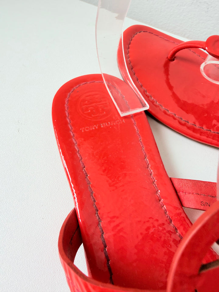 Tory Burch Miller Patent Sandal In Red Size 8.5