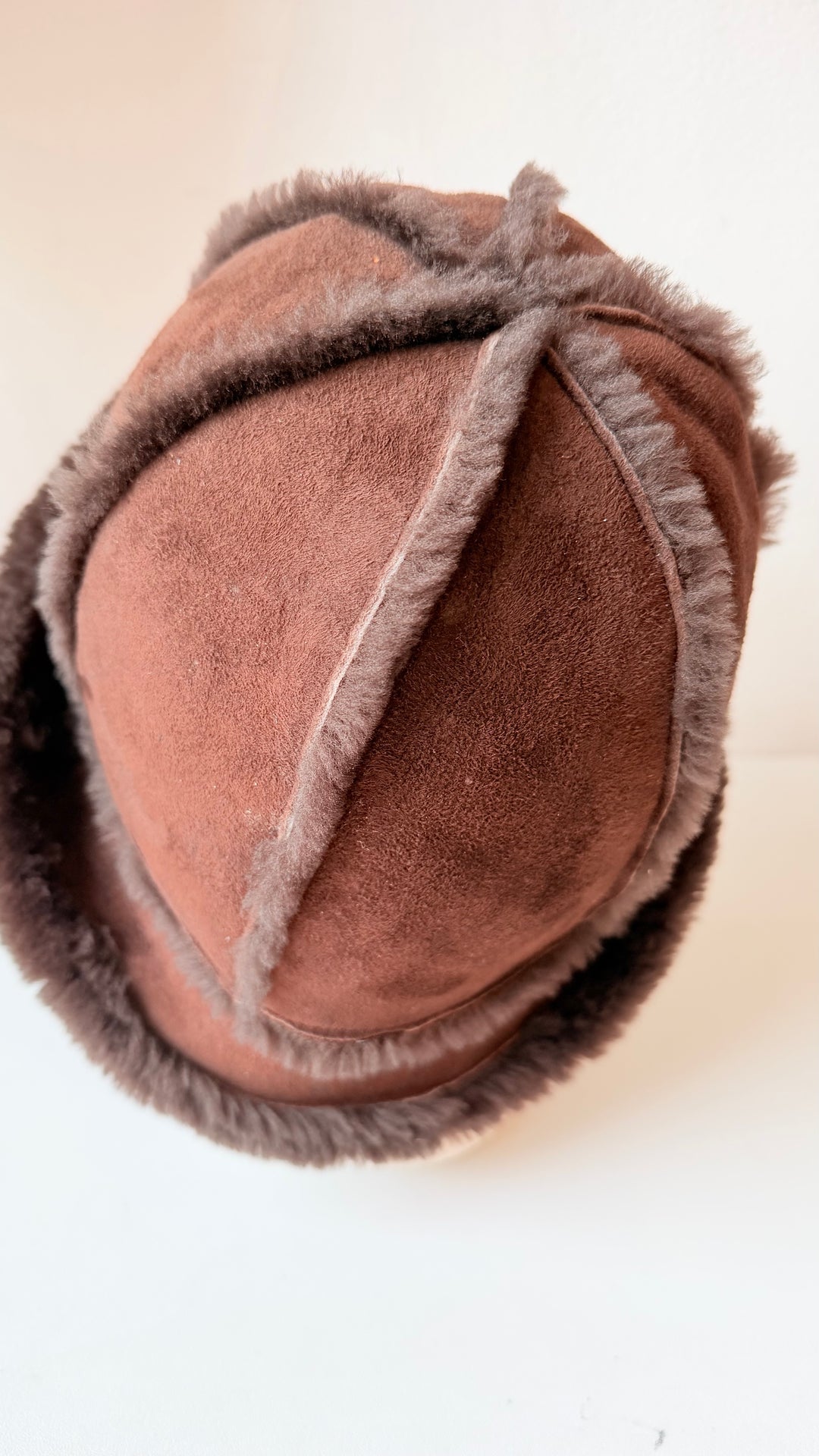 UGG Bucket Brown Shearling Sheepskin Upflap Hat One Size
