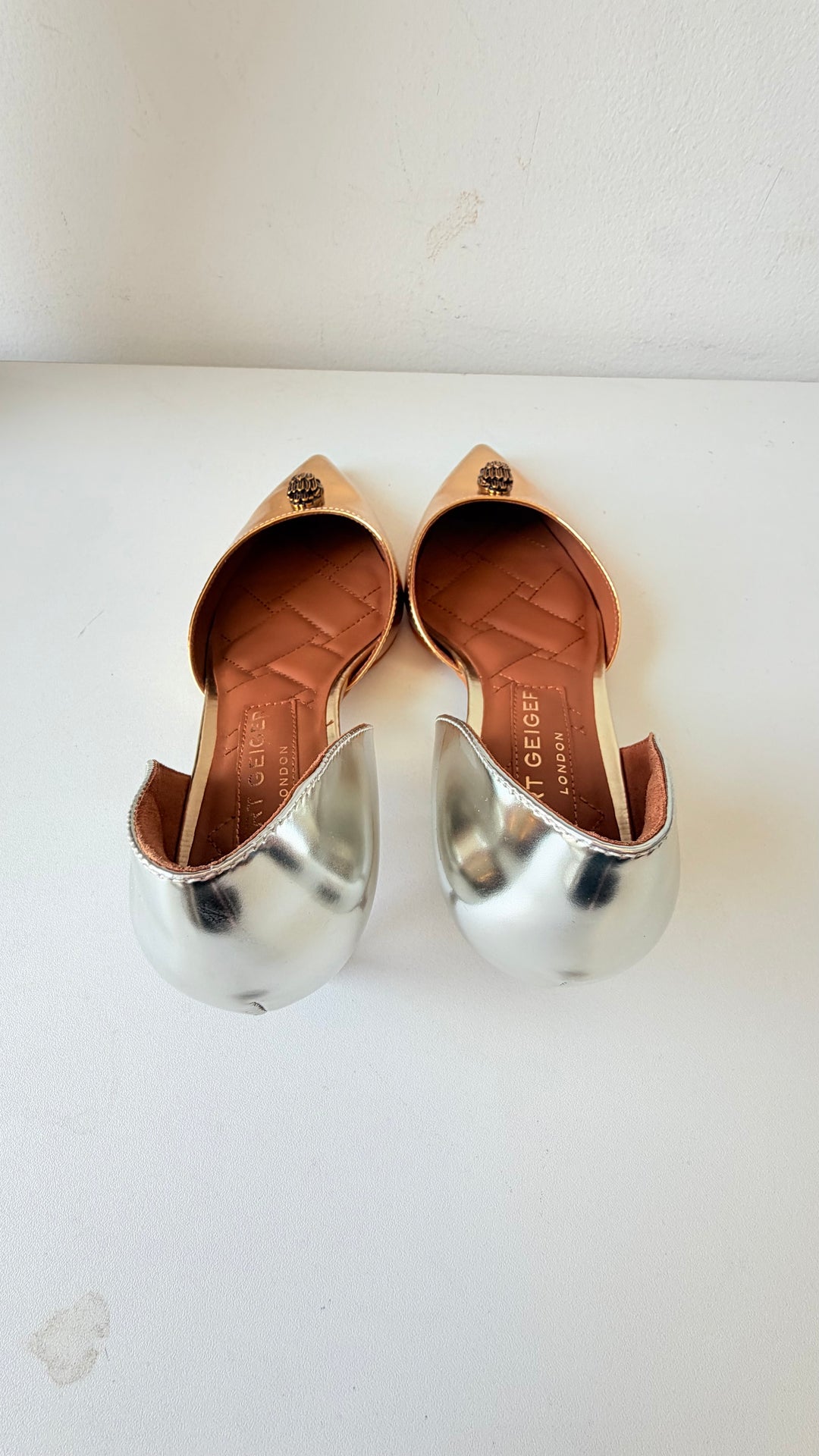 Kurt Geiger London Belgravia d’Orsay Pumps In Mettalic Gold/Silver Size 38.5