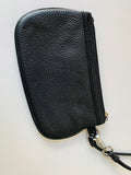 Calvin Klein Black Pebble Grain Leather Wristlet