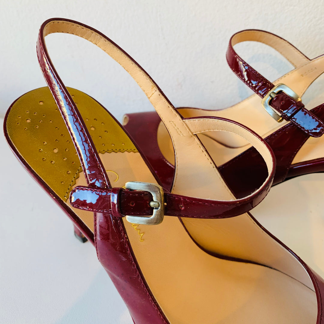 Cole Haan Nike Air Burgundy Patent Peep Toe Heels Size 8