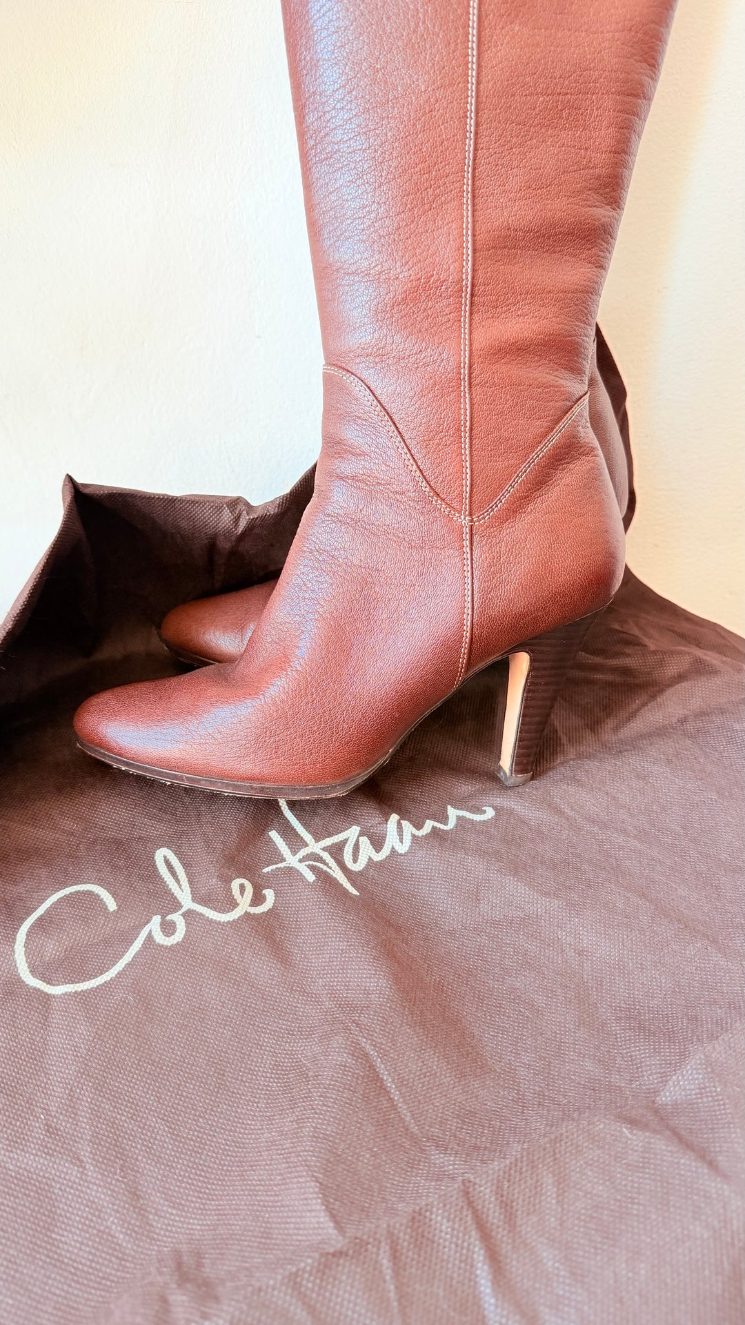 Cole Haan Nike Air Brown Leather Knee High Boots Size 9.5