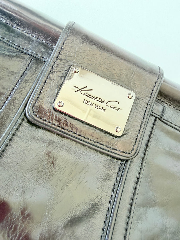 Kenneth Cole Black Shiney Leather Clutch