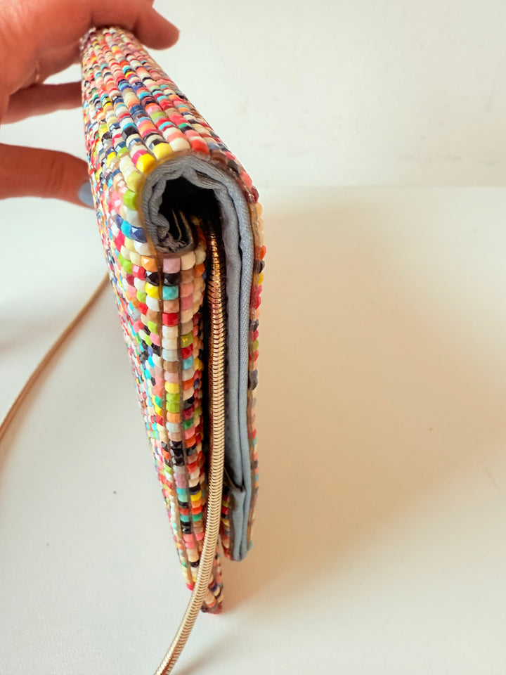 Sondra Roberts Rainbow Beaded Folded Clutch Handbag