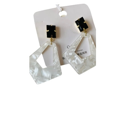 White & Black Statement Earrings