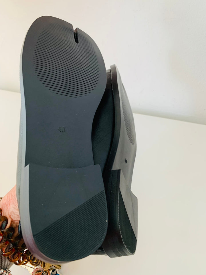 Rabeosy Black Leather Slip On Flats Size 9