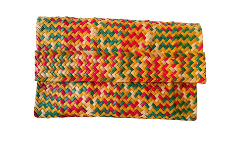 Multicolor Raphia Clutch