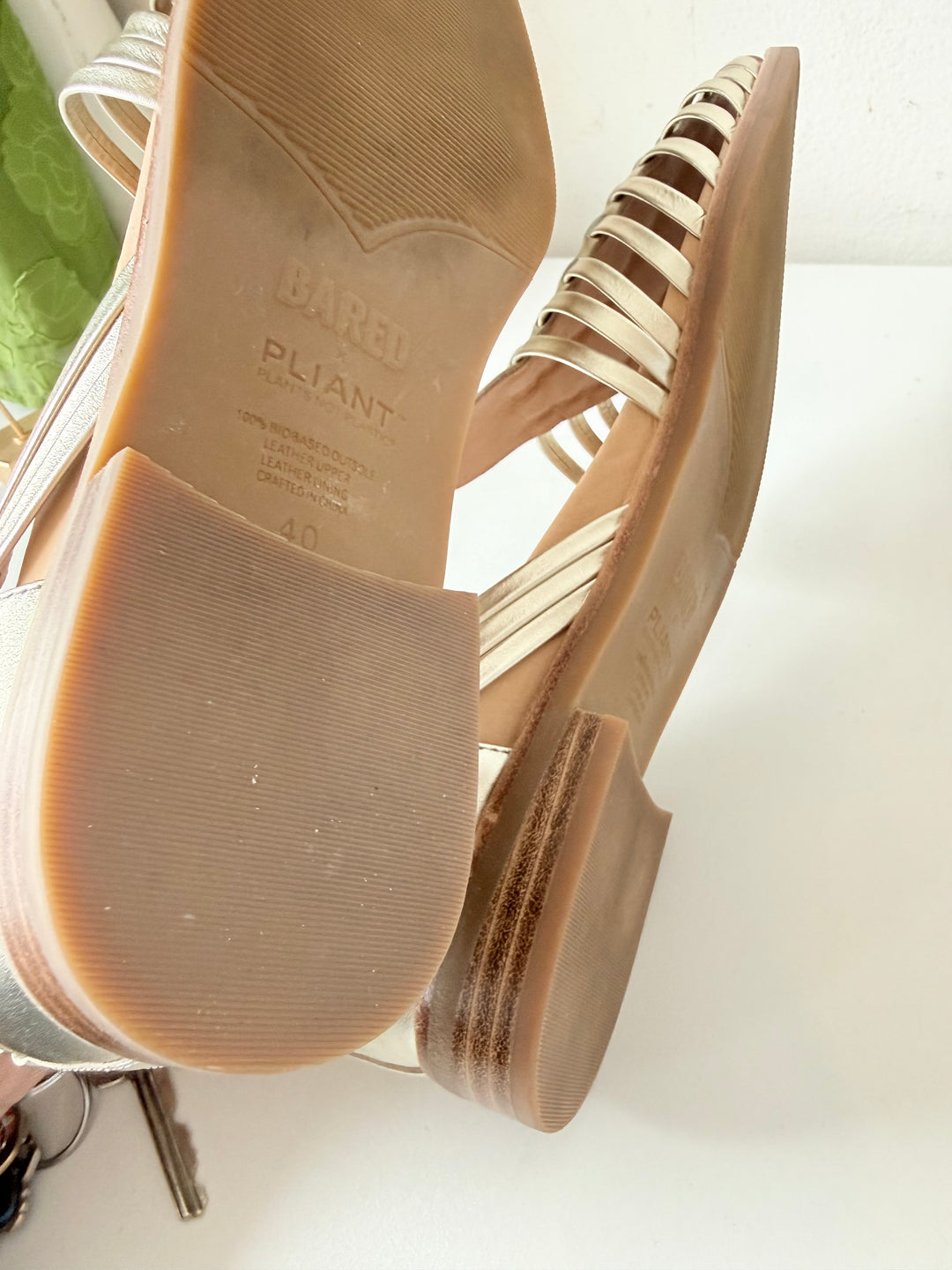 Bared Honeyguide Gold Mettalic Leather Size 40