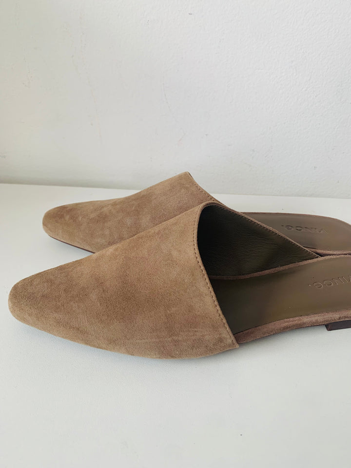 Vince Brown Suede Slip On Mules Size 7.5 New