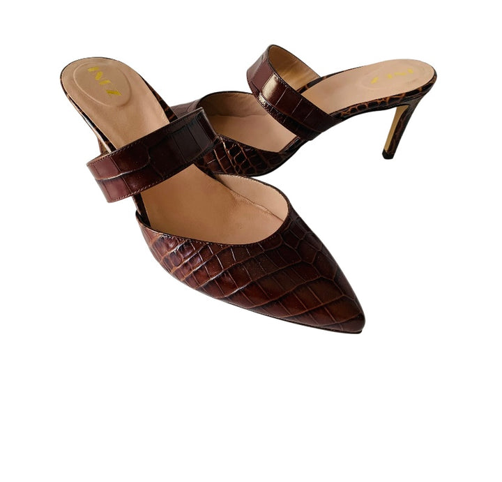 Inez New Never Worn Heeled Brown Leather Mule Size 10