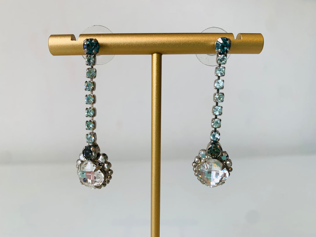 Sorrelli Pale Blue And Clear Crystal Evening Drop Pierced Earrings