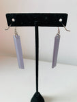 Grey Crackled Rectangular Bar Pierced Earrings