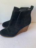 Lucky Brand Black Suede Wedge Booty Size 7