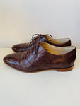 Cole Haan Grand Series Classic Brown Leather Lace Up Croc Embossed Women’s Oxford Shoes Size 9